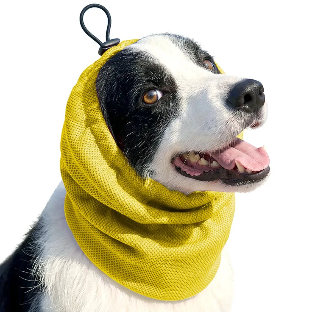 Pet Headgear Elastic Mesh Dog Cooling Head Cover Breathable Washable Pet Snood Quick Dry Adjustable Dog Cooling Bandanas Camping