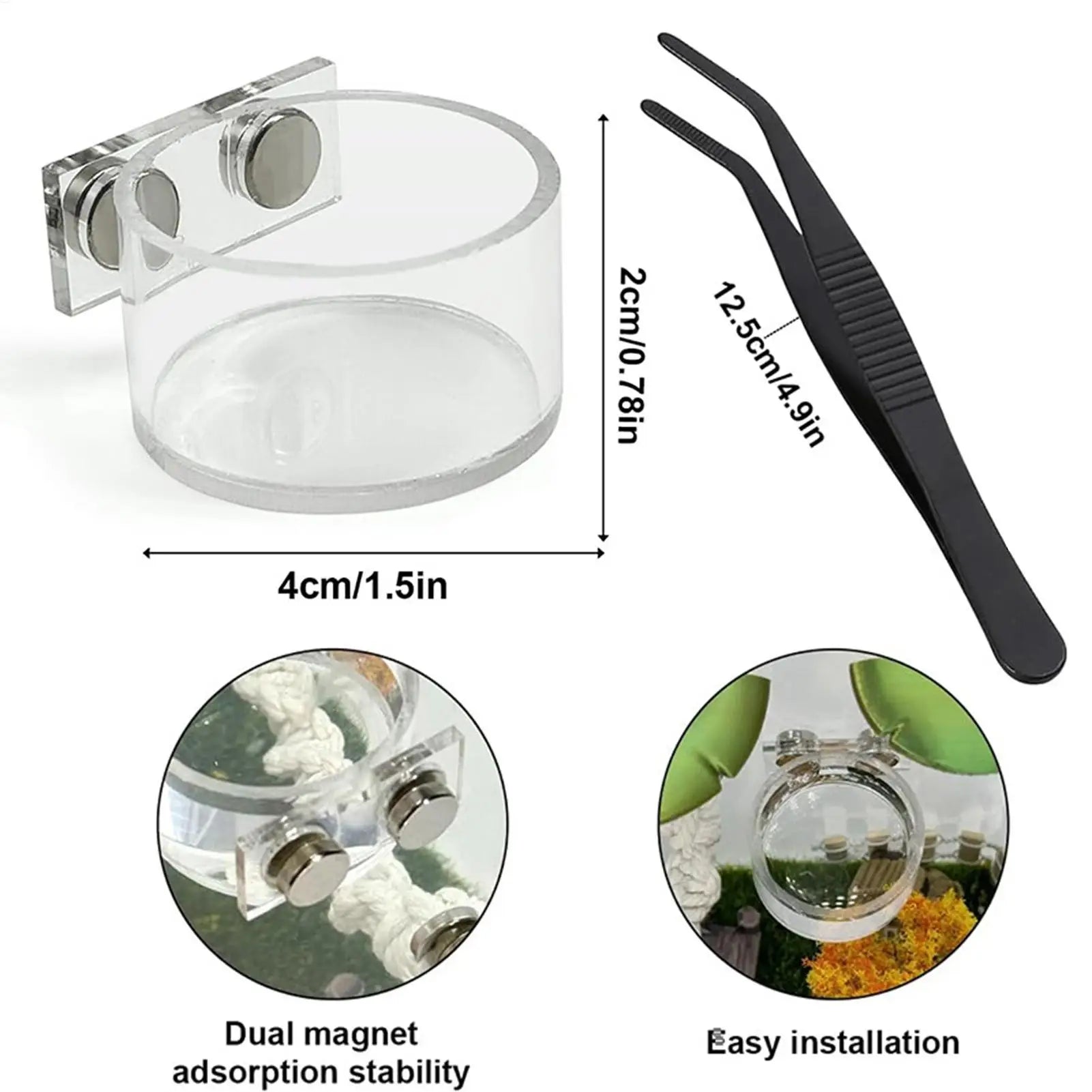 Magnetic Feeding Dish For Jumping Spiders, Small Water & Food Bowl Set, Terrarium Dish For Mantis Tarantula Small Reptiles