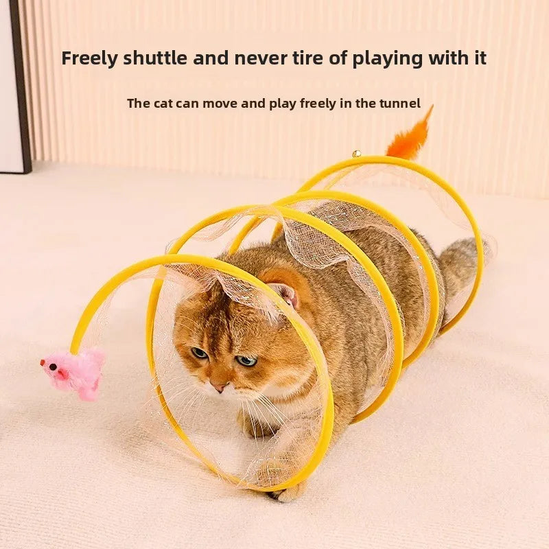 S-Type Foldable Cat Tunnel Toy — 8-Channel Steel Wire Self-Play Cat Supplies Tunnel