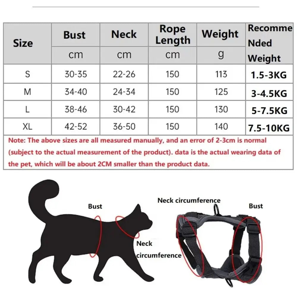 Escape-Proof Reflective Cat Harness & Leash Set