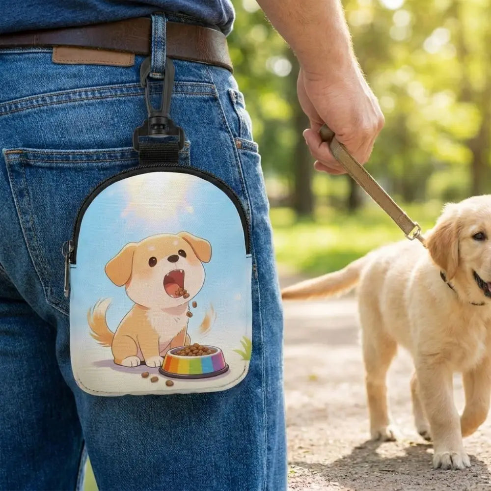 Dog Training Snack Bag Large Capacity (Cartoon Print, Waterproof, Hook Buckle)