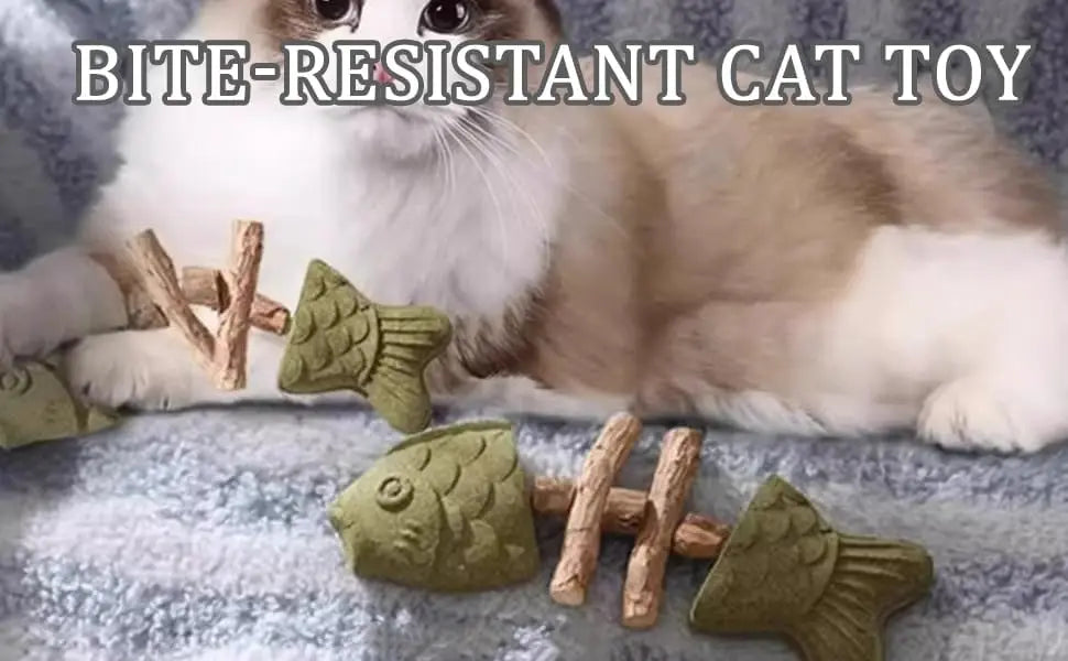 Textured Fishbone Chew Toy for Cats