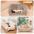 Raised Solid Wood Pet Couch Bed for Cats & Small Dogs (27.2in)