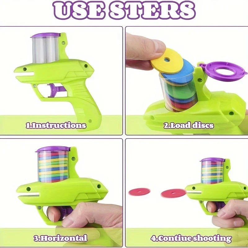 Pet Toy Gun Launcher with Flying Disc Set — Interactive Indoor & Outdoor Chase Toy for Cats & Dogs