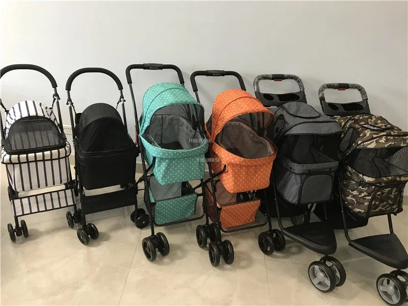 Fashion Universal Wheel Pet Stroller, Lightweight Foldable Dog Cat Cart, Compact Indoor Outdoor Carrier, Modern Pet Travel Gear