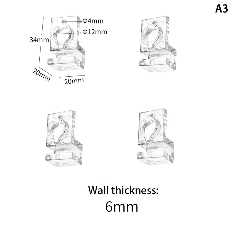 Acrylic Fish Tank Glass Clips (4pcs, 5.5–15mm Wall Thickness, Aquarium Lid Support Clamps)