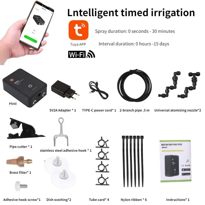 Intelligent Reptile Fogger Terrariums Humidifier Electronic Timer Automatic Mist Rainforest Spray System Kit Sprinkler Control