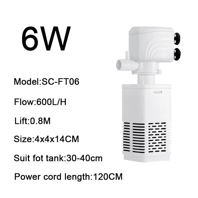 3-in-1 Silent Submersible Aquarium Filter Pump (220V, Aerator, Wave Maker, Water Changer)