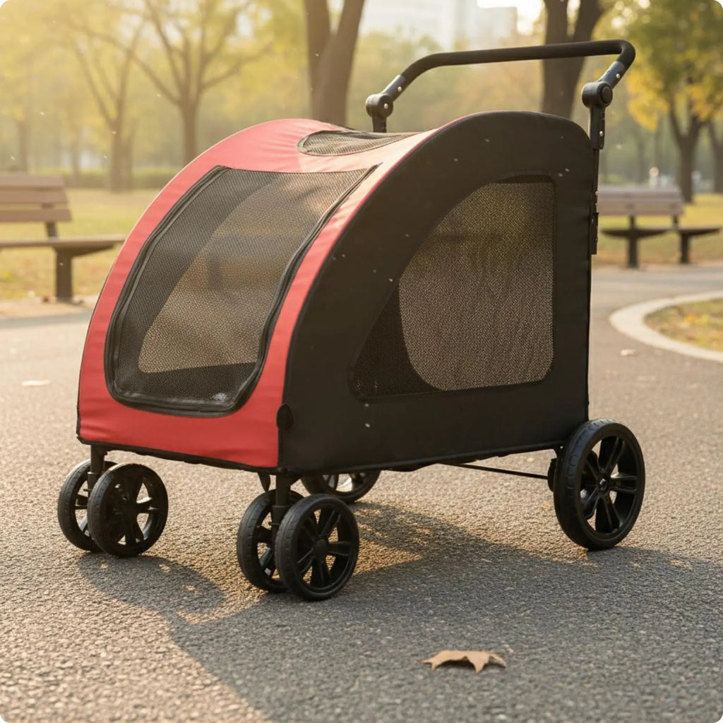 Large Dog Stroller Breathable Mesh Foldable Dog Stroller Supportive Ride Removable Liner for Outdoor Walks, Travel