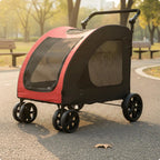 Large Dog Stroller Breathable Mesh Foldable Dog Stroller Supportive Ride Removable Liner for Outdoor Walks, Travel