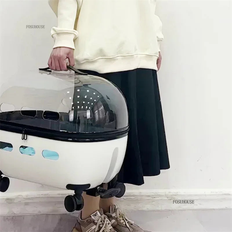 Portable Pet Stroller Transparent Cat Trolley Lightweight Foldable Wheeled Puppy Travel Carrier Compact Dog Cat Carrier Outdoor