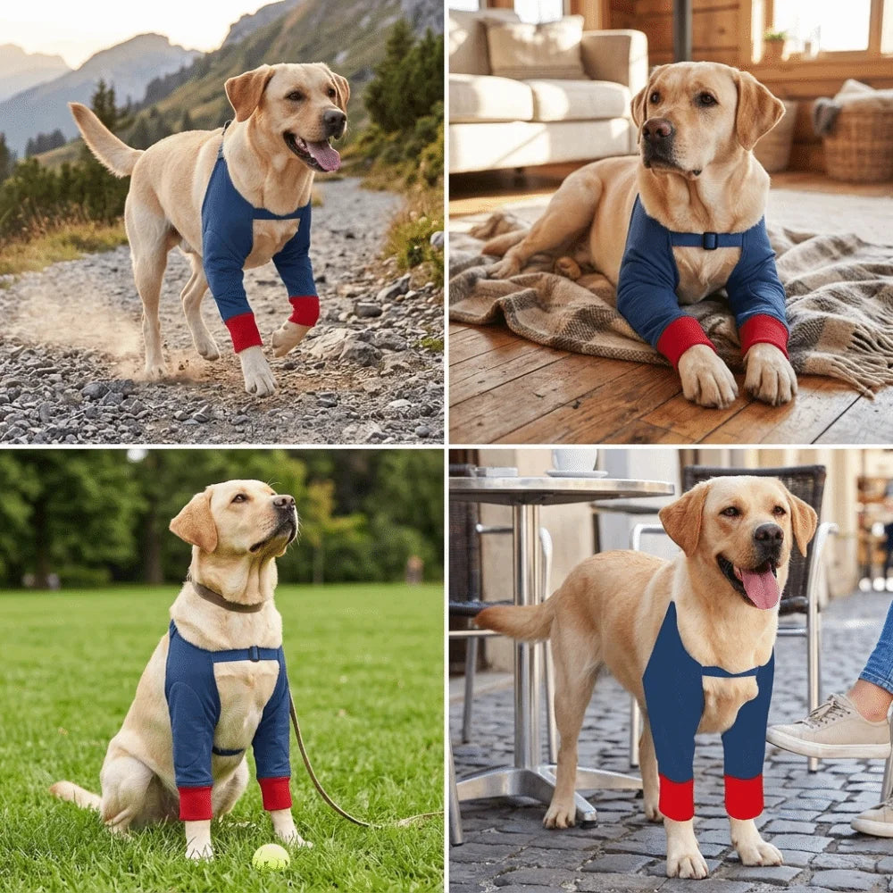Adjustable Dog Elbow Protector Breathable Blue Red Dog Elbow Support Elastic Cuff Soft Fabric Dog Elbow Brace Injury Prevention