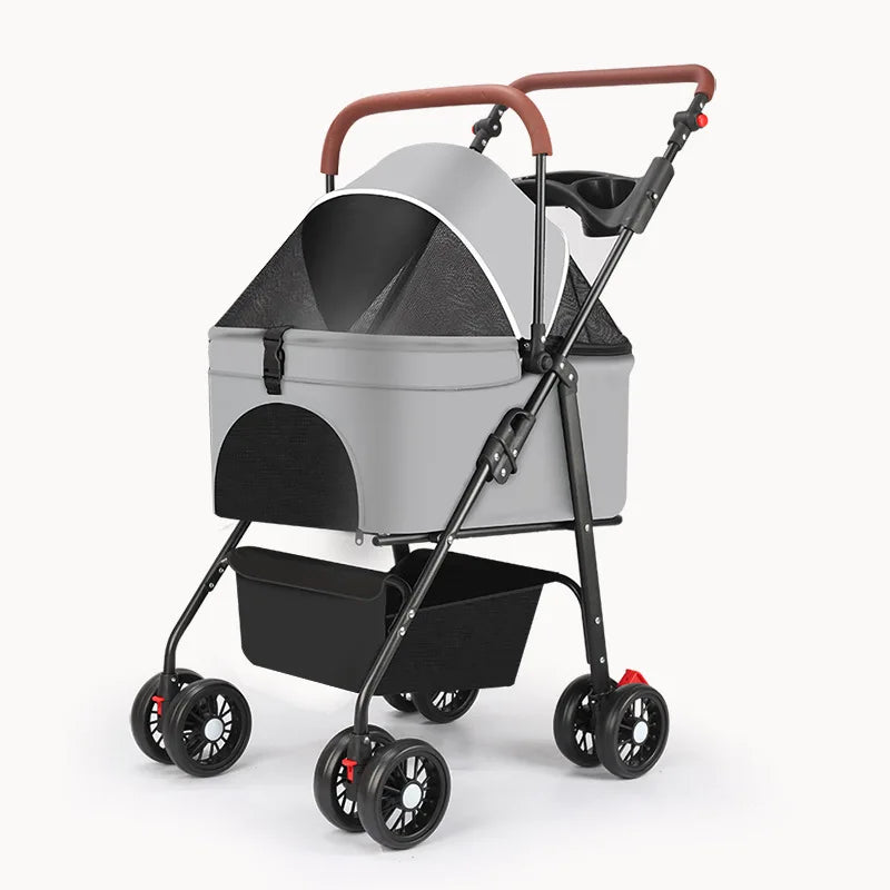 Upgraded Pet Stroller for Cats Dogs Compact Lightweight Foldable Teddy Bear for Outdoor Activities Detachable for Dog Walking
