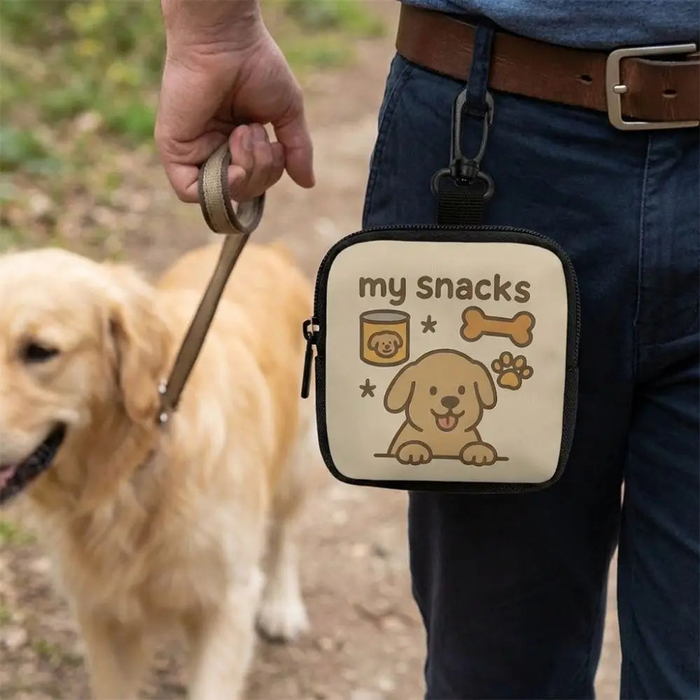 Portable Dog Treat Pouch Transparent Window Zipper Closure Pet Snack Bag Waterproof Waist Belt Clip Dog Reward Bag