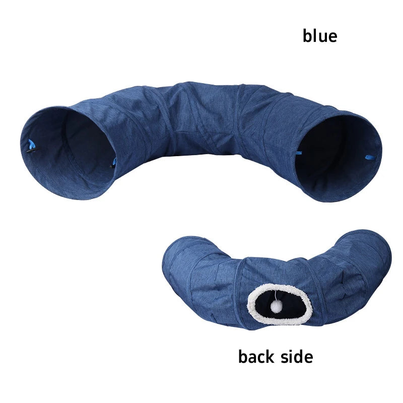 Foldable Indoor Cat Tunnel with Soft Cushion Pillow — Scratch-Resistant Hide & Seek Play Tunnel