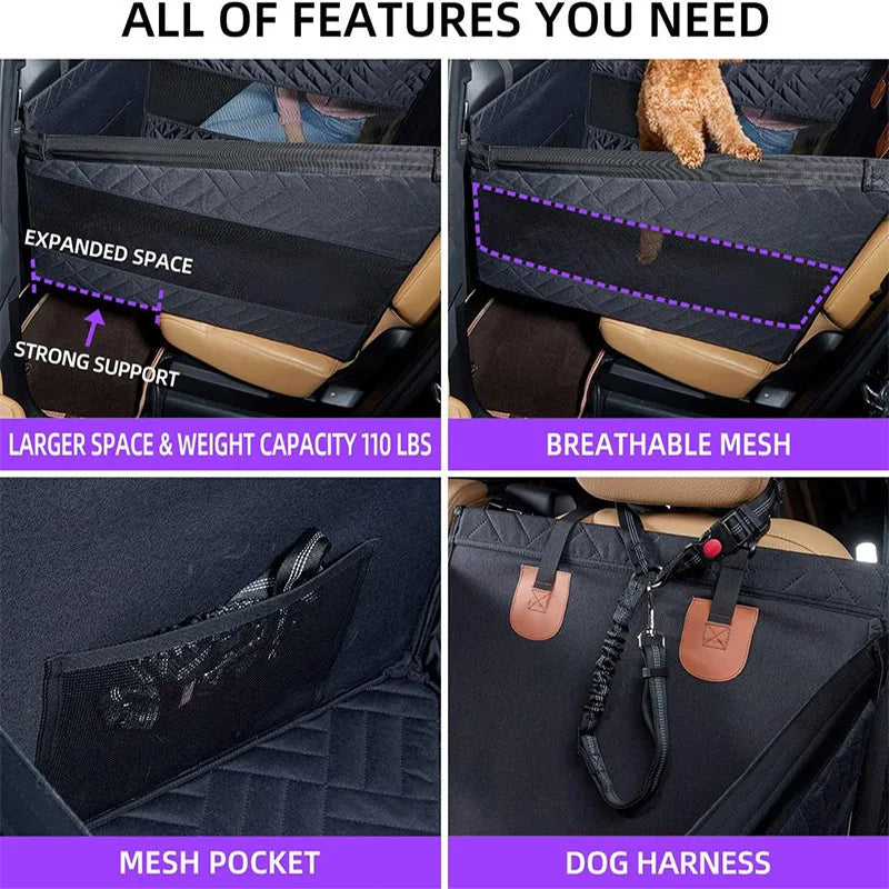 Pet Car Seat Cover, Large Dog Cat Carrier, Waterproof Backseat Pet Bed, Travel Dog Mat, Durable Car Pet Cushion