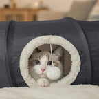 Foldable Indoor Cat Tunnel with Soft Cushion Pillow — Scratch-Resistant Hide & Seek Play Tunnel