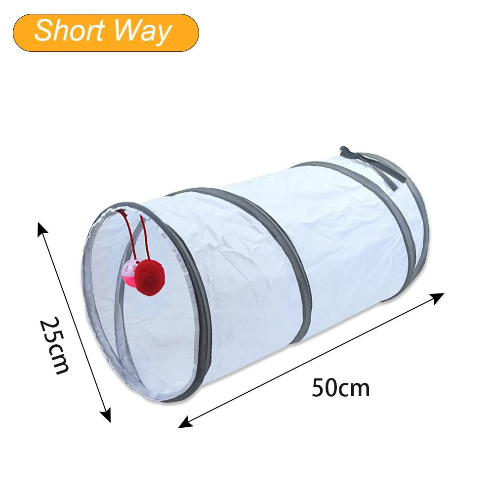 Foldable Polyester Cat Tunnel Tube — Portable Breathable Interactive Play Nest for Cats & Small Pets