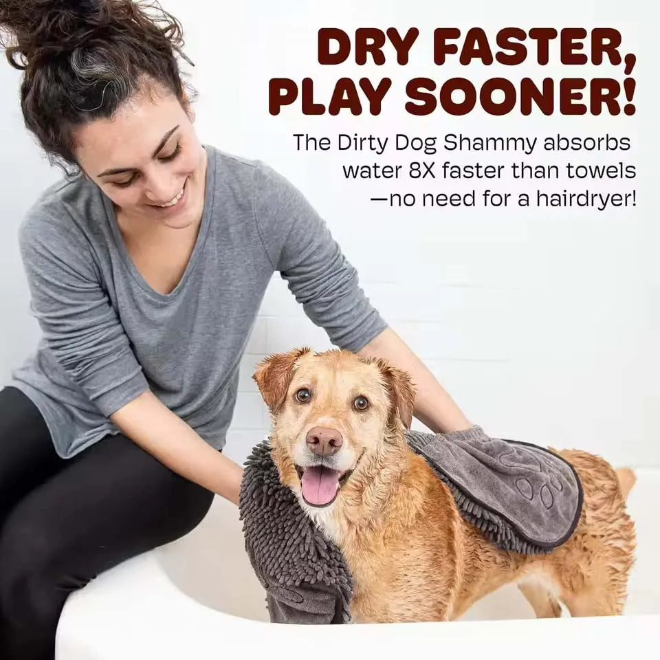 Quick Dry Pet Towel Soft Dog Bath Robe Towel Super Absorbent Cat Bath Towel Convenient Pet Cleaning Washcloth Dog Accessories