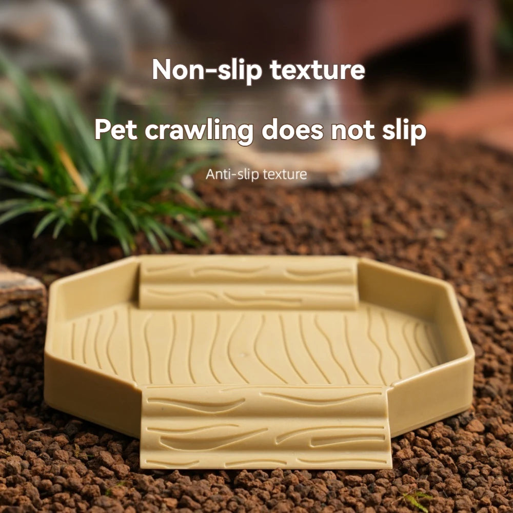 Yellow Edge Turtle Bath Basin Half Water Reptile Turtle Bath Basin Water Food Dual-Use Crawling Pet Breeding Box Landscaping
