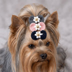 12Pcs Yarn Bow Pet Hair Bow Elastic Band Various Colors Pet Head Flower Cute Style Soft Texture Pet Hair Band Pet Grooming