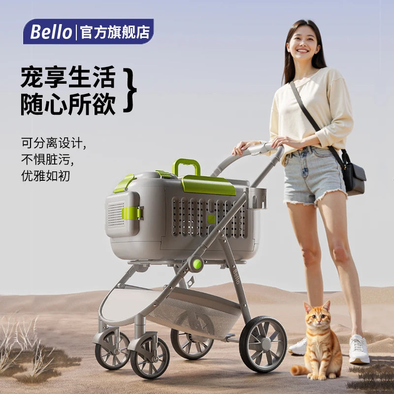 STLFBello Plastic Basket Pet Stroller Cat Poussette Chien Dog Stroller Rabbit