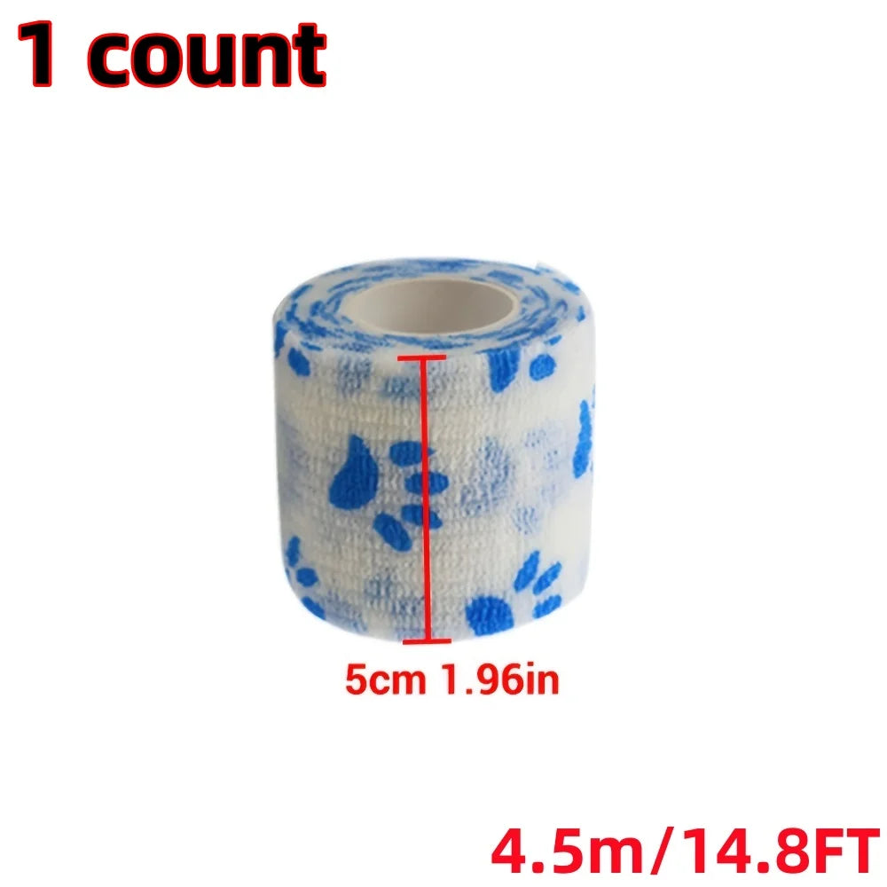 Pet Dog Cat Medical Breathable Elastic Bandage Non-woven Pet Self Adherent Wound Outdoor Retractable Sports Tape Dog Accessories