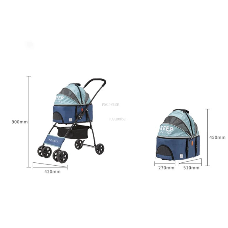 Modern Creative Pet Strollers Lightweight Foldable Cat Dog Stroller Small Pet Cart Bag Separation Troller Designer Pet Supplies