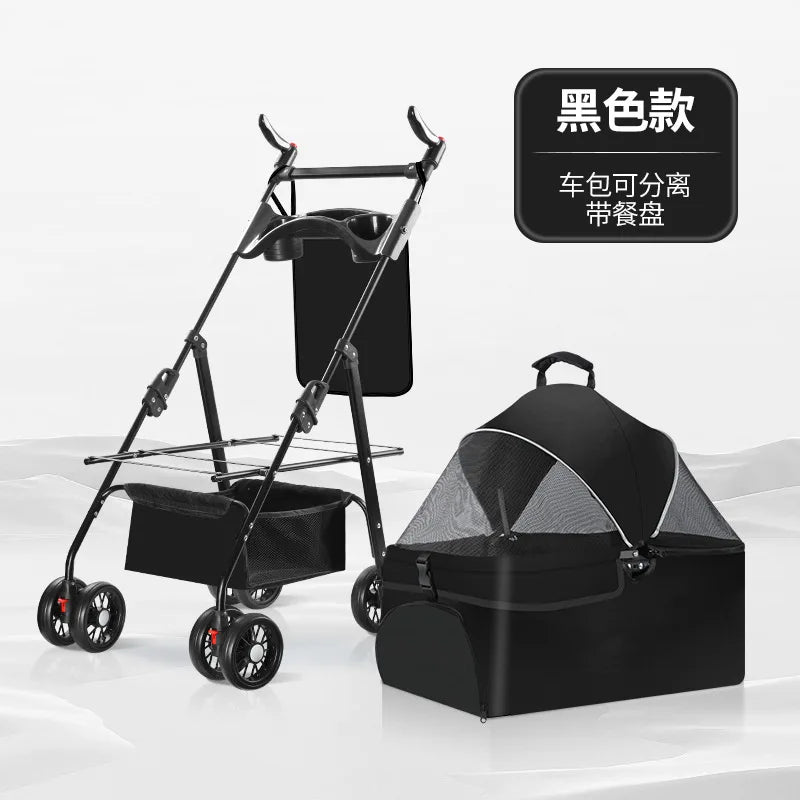 Pet Stroller for Dogs and Cats, Portable Foldable Travel Carrier for Small to Medium Pets, Outdoor Walking Jogging Cart