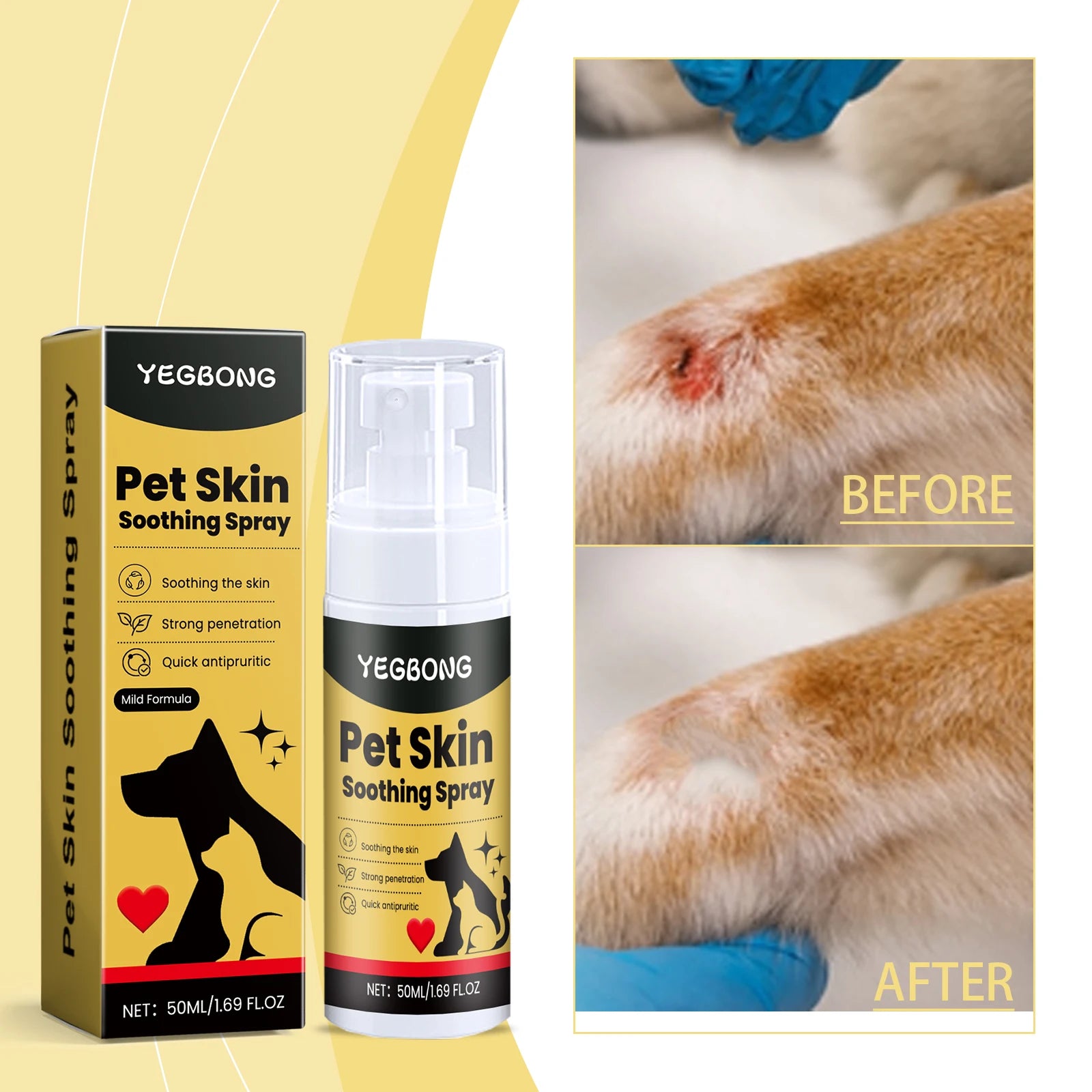 Yegbong Petskin Soothing Spray Antiitch Relief Herbal Essence Nonirritating Skin Repair Pet Care Spray Cats Dogs Cleaning Skin