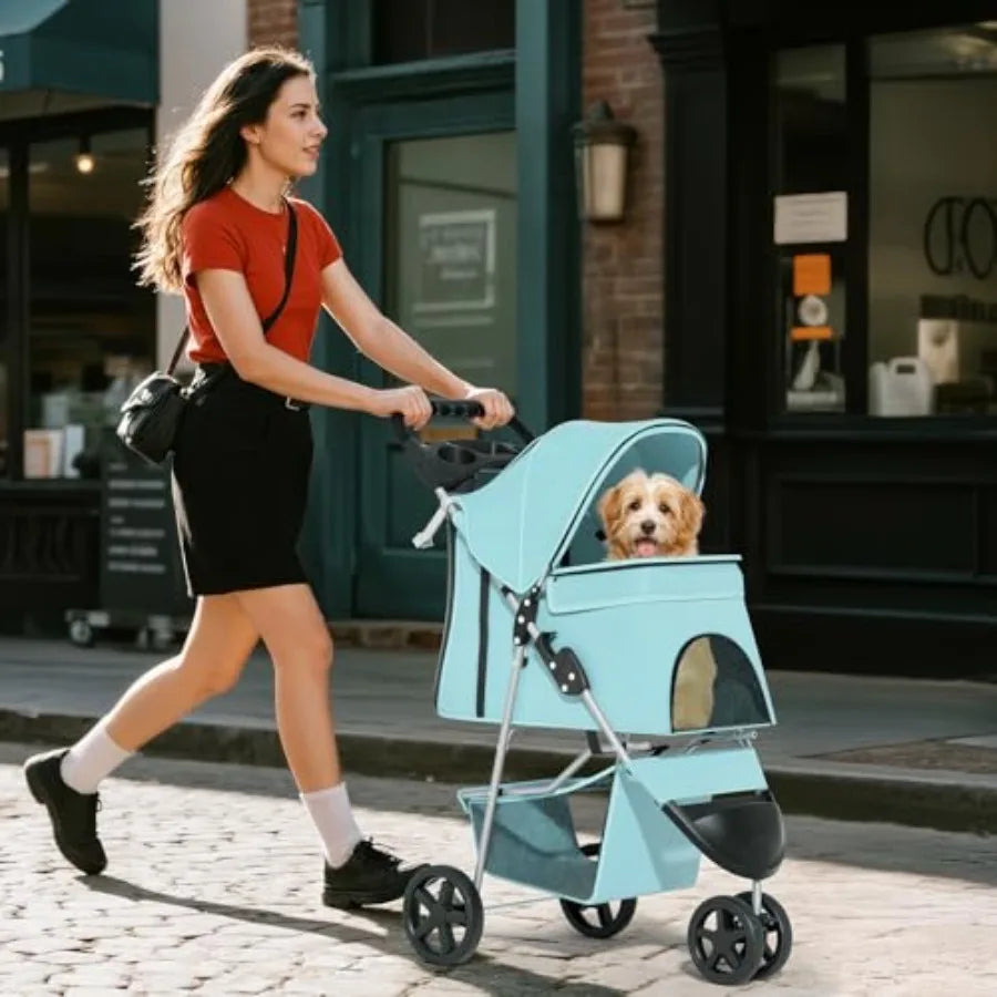 Pet Stroller for Small Dogs 10 lbs, Dog Stroller for Medium Dogs 30 lbs, Cat Strollers for 2 Cats, 3 Wheels Foldable Jogger Pup