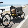 2-in-1 Dog Cat Bicycle Trailer Stroller With Suspension Shock Absorbing Wheels 600D Oxford Fabric Foldable Pet Cart