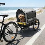2-in-1 Dog Cat Bicycle Trailer Stroller With Suspension Shock Absorbing Wheels 600D Oxford Fabric Foldable Pet Cart