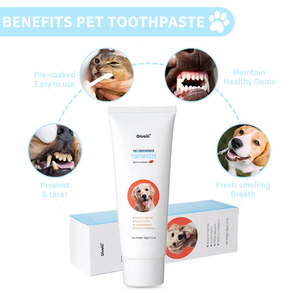 Beef Flavored Pet Toothpaste for Dogs & Cats Gentle Oral Care Formula Reduces Tartar Daily Use Freshens Breath Favorite with Bee