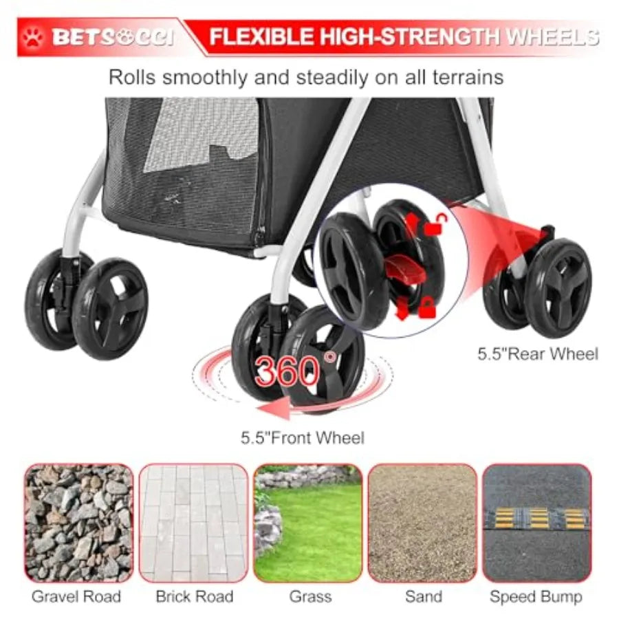 Double Dog Stroller with 2 Detachable Carrier, Portable Pet Stroller for Small Dogs Cats Folding Lightweight Puppy Travel Carri