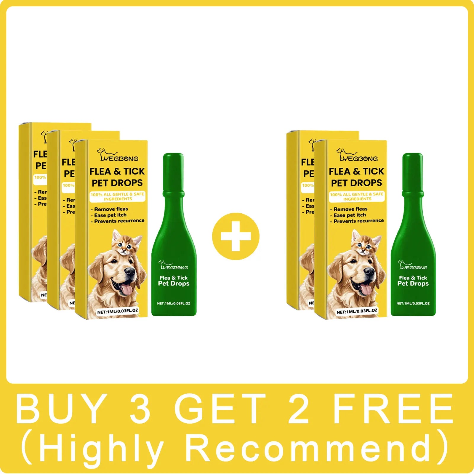 Anti-Flea Treatment Drops for Cats and Dogs (Tick & Lice Remover, Multi-Size)