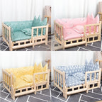 Elevated Solid Wood Pet Bed, All-Season Washable Cover