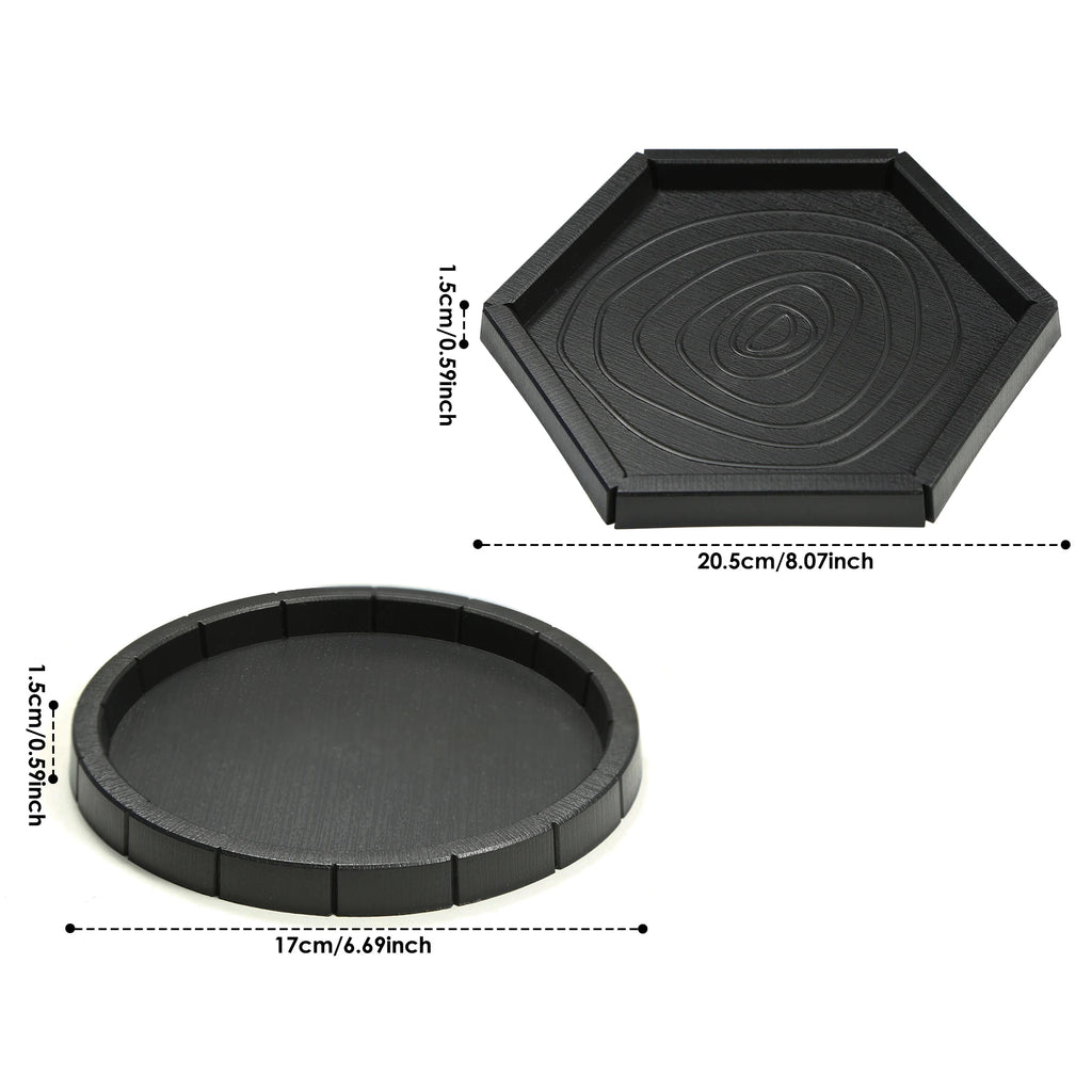 Black Plastic Material, Round and Hexagonal Reptile Lizard, Turtle Feeding Basin, Water Basin, Frog Bath Basin