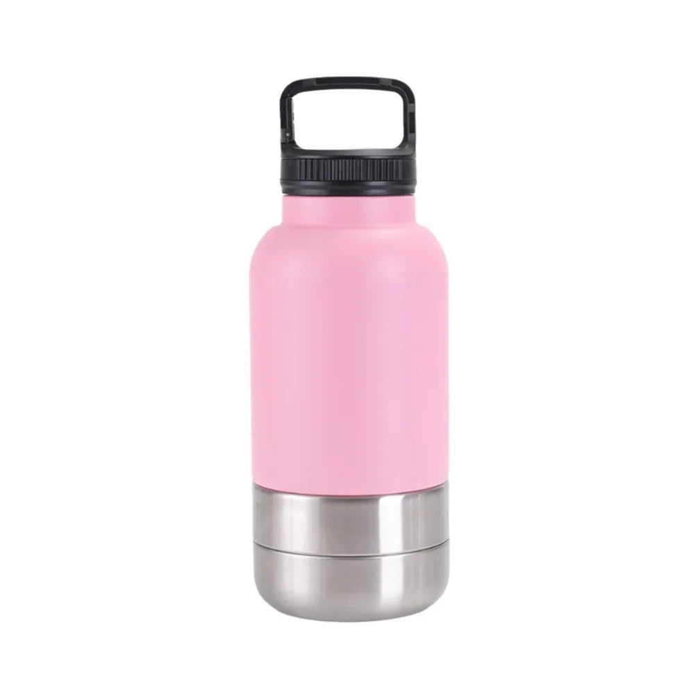 3 in 1 Stainless Steel Pet Water Bottle Multi-layered Detachable Dog Feeding Bottle Leak-proof 32Oz Pet Food Bottle