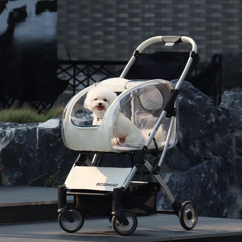 Lightweight Foldable Pet Stroller With Transparent Cover For Small Medium Dogs Detachable Dog Walking Cart Outdoor Carrier