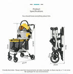 Pet Stroller Double Deck, Shock Absorbing Design for Dogs and Cats, Outdoor Multi-Pet Travel Carrier, Durable and Comfortable