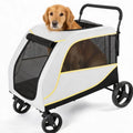 Dog Stroller for Large and Medium Dogs, Easy-Fold Dual Entry Pet Wagon with One-Foot Brake, All-Terrain Cart with Air Mesh