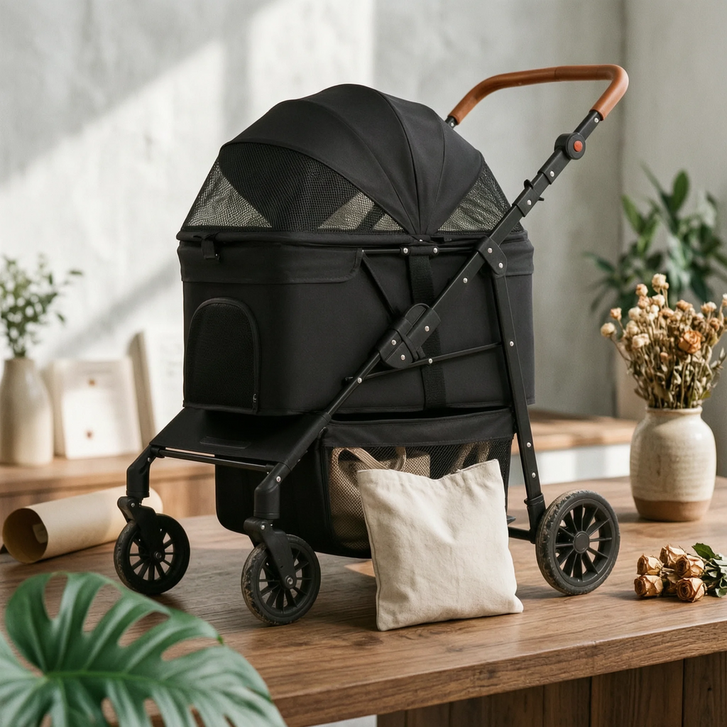 Foldable Pet Stroller Multi-Function Foldable Dog Stroller Large Dog Wagon Breathable Mesh Window Pet 360-Degree rotation°