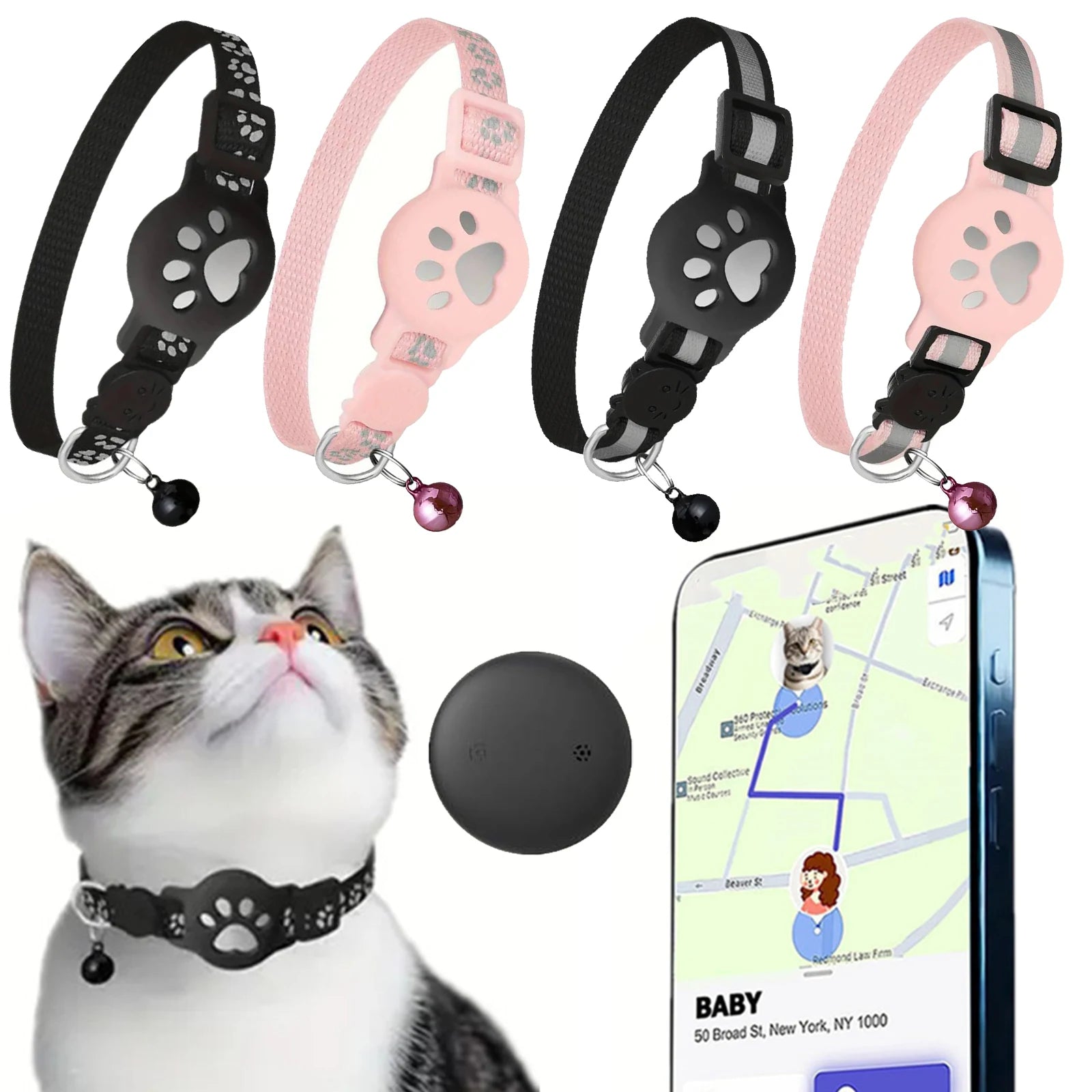 Electronic Smart Pet Locator Collar - Waterproof GPS Anti-Loss Device for Cats & Kittens (iOS & Android)