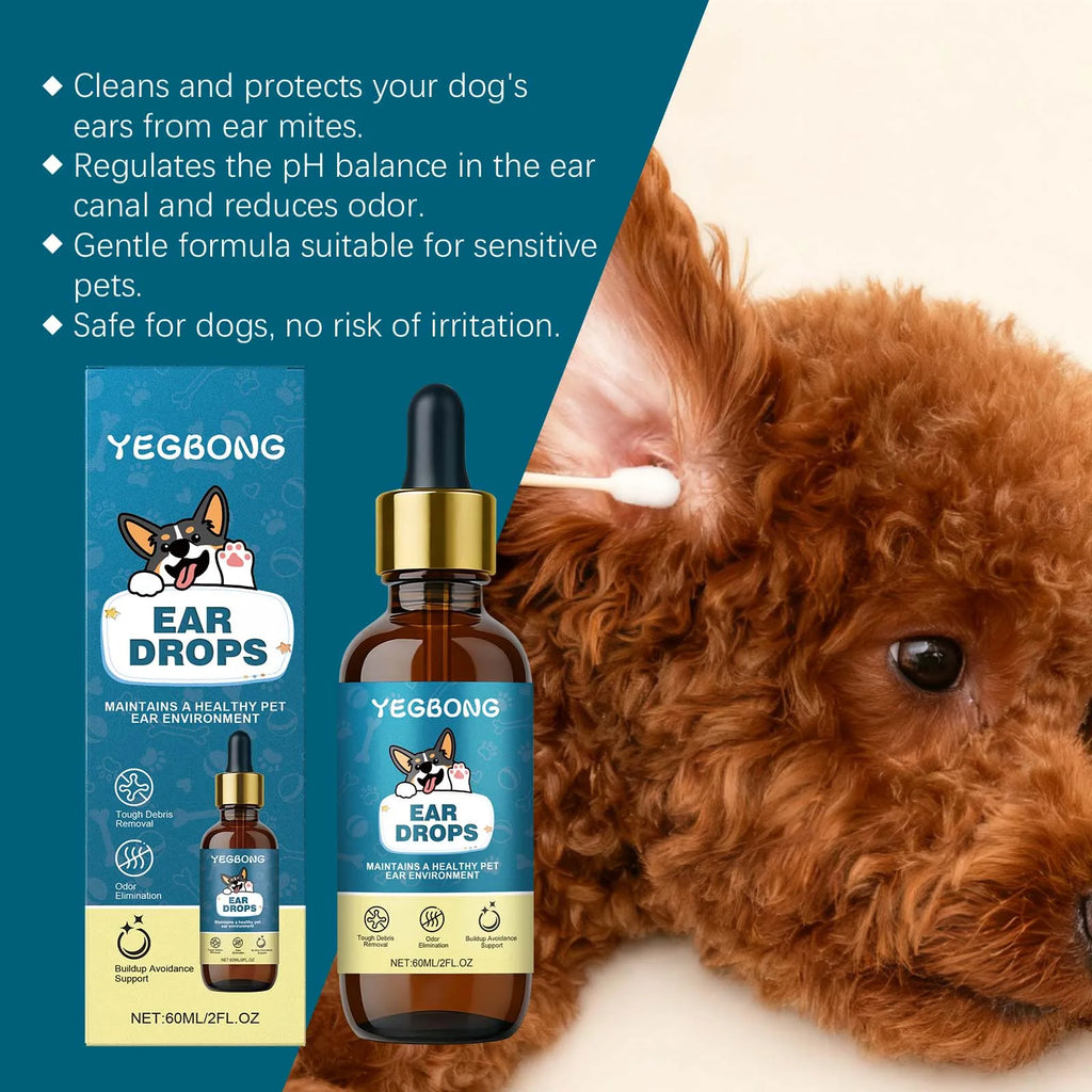 60ml Soothing Ear Itch Relief Drops for Dogs Gentle Pet Ear Cleaner, Nutrient Ingredients to Maintain and Nourish Ear Care Drops