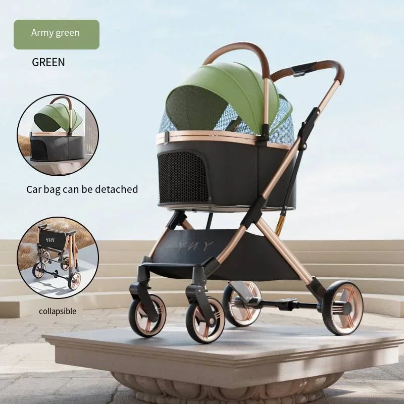 Separable Pet Stroller Pet Cart with Multifunctional Bag Separation Ultra Easy To Carry One Click Collection Cat Dog Stroller