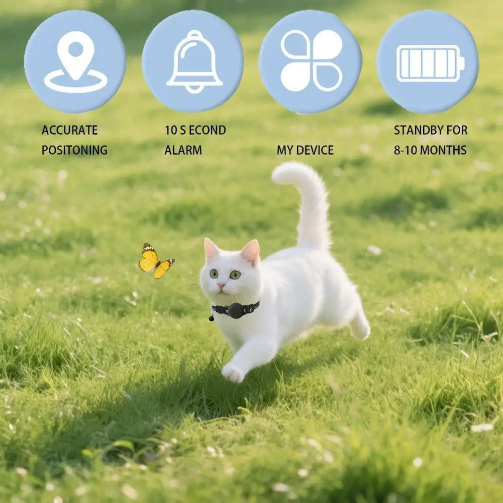 Reflective Pet Collar GPS Tracker Necklace with AirTag Holder - Waterproof Anti-Loss Locator for Dogs & Cats (iOS & Android)