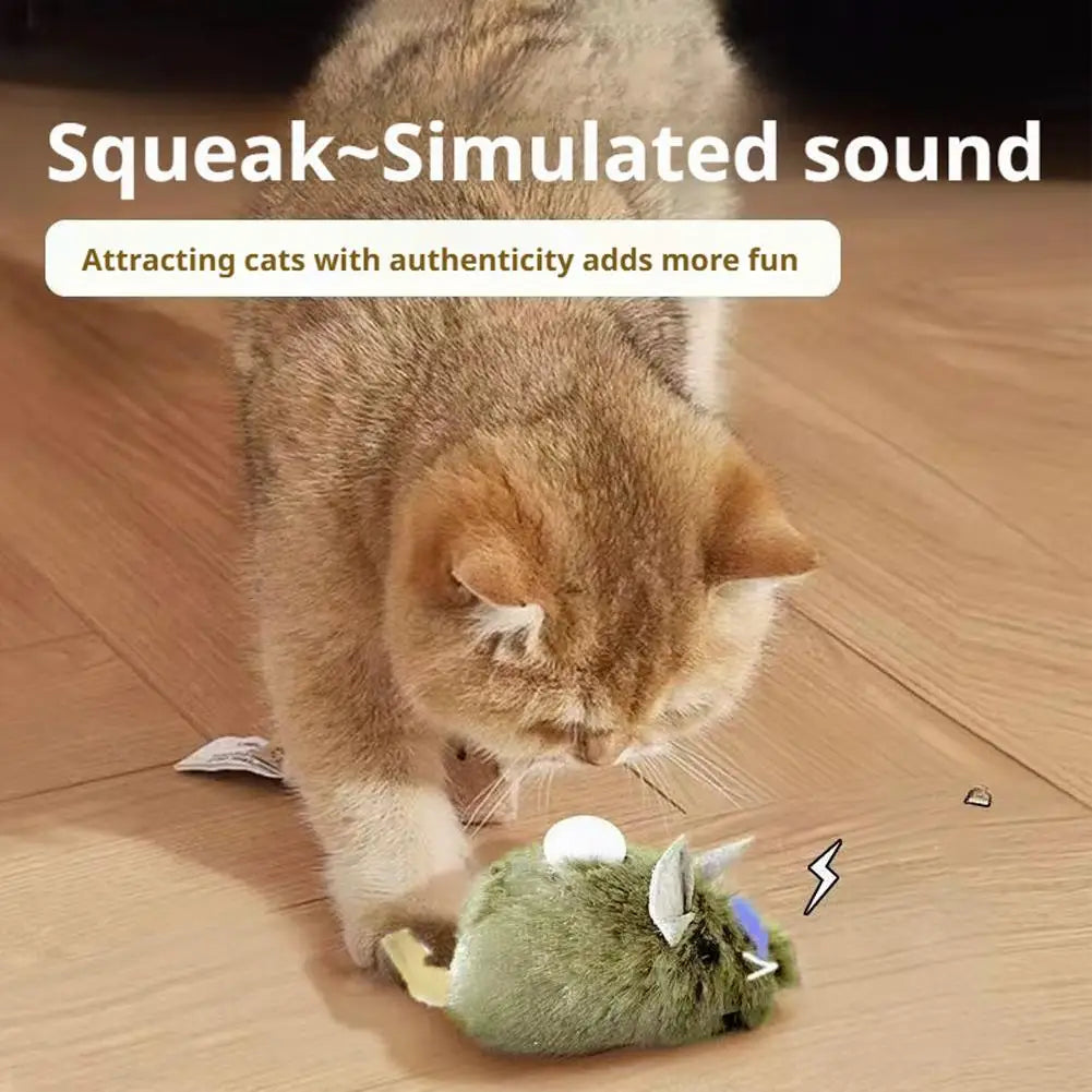 3-Pack Automatic Chirping Plush Mouse Cat Toy Set — Bite-Resistant Interactive Kitten Mice