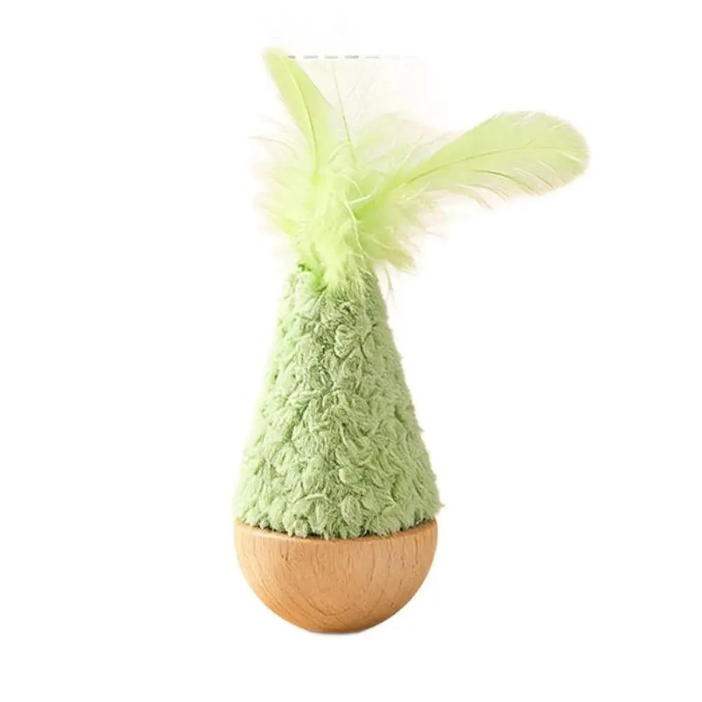 Bite-Resistant Feather Tumbler Wobbler Cat Toy — Non-Toxic Relaxing Interactive Solo Play Teaser