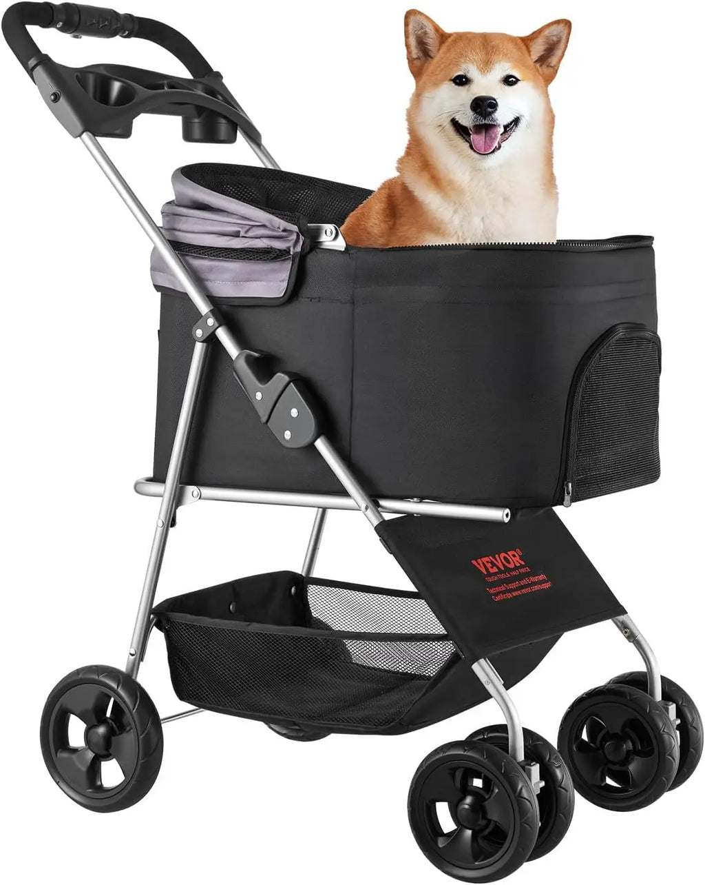 Pet Travel with Mesh Material, Unspecified Color, Foldable, Detachable Carrier & Brake, 35 lbs Capacity